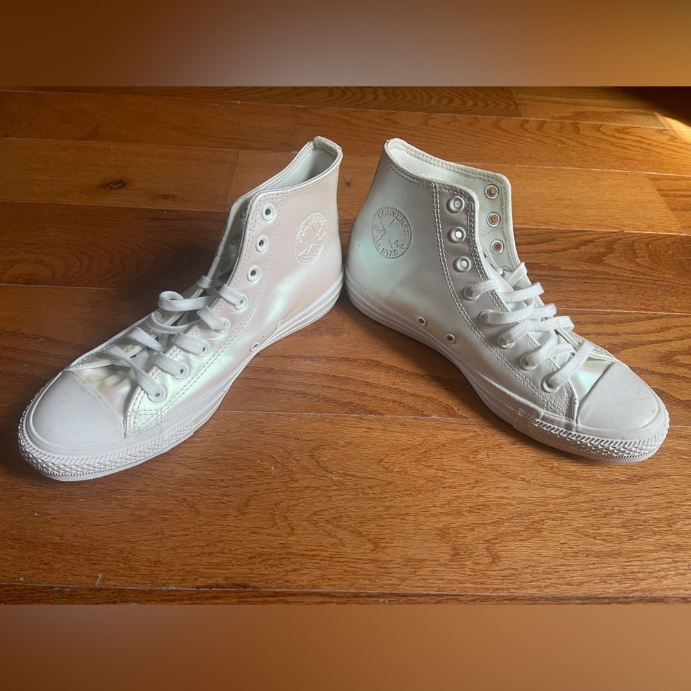 Converse New White Iridescent High-Top Sneakers